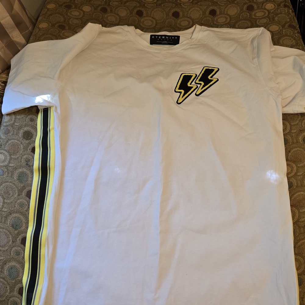 Eternity White T-Shirt with‎ Lightning Bolt Design